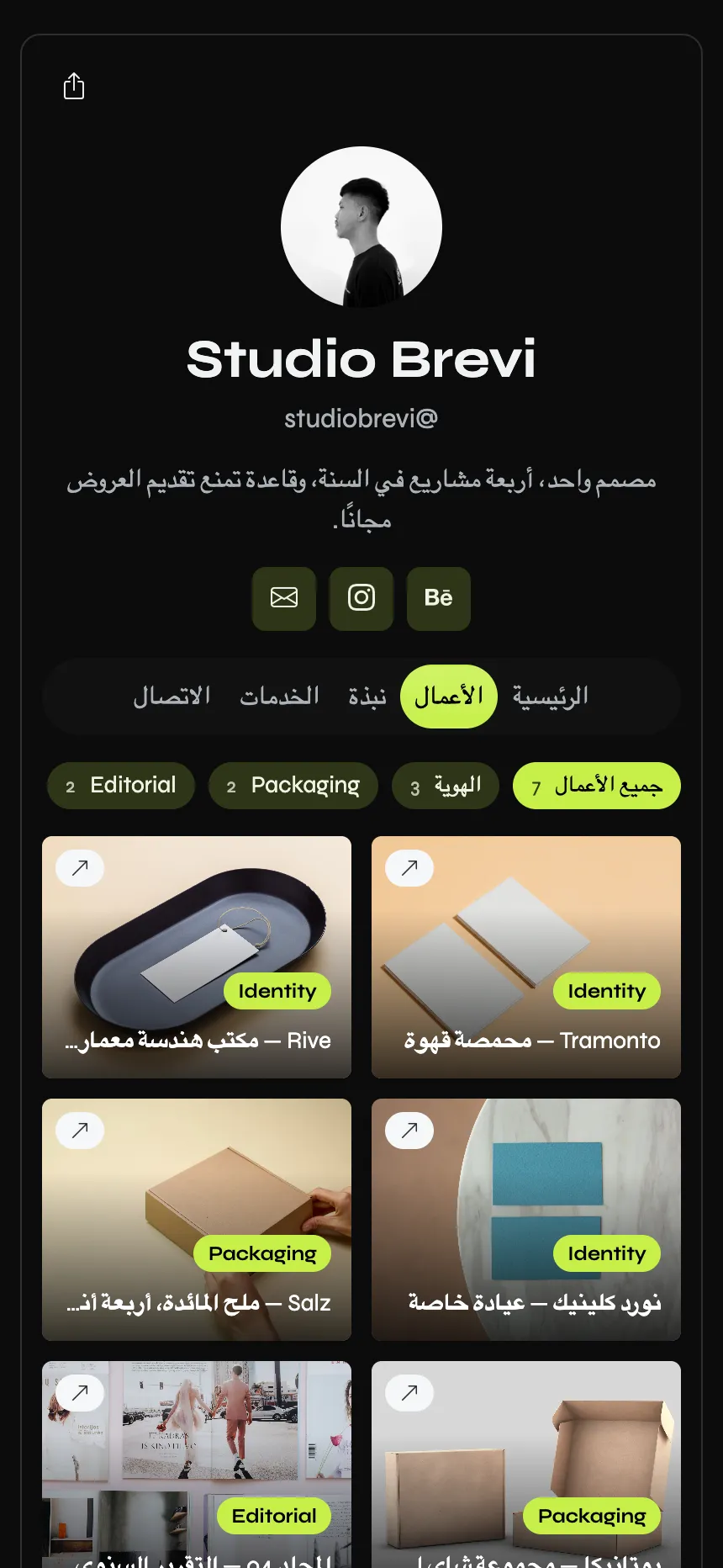 مصممة هويات بصرية — معرض أعمال قابل للتصفية