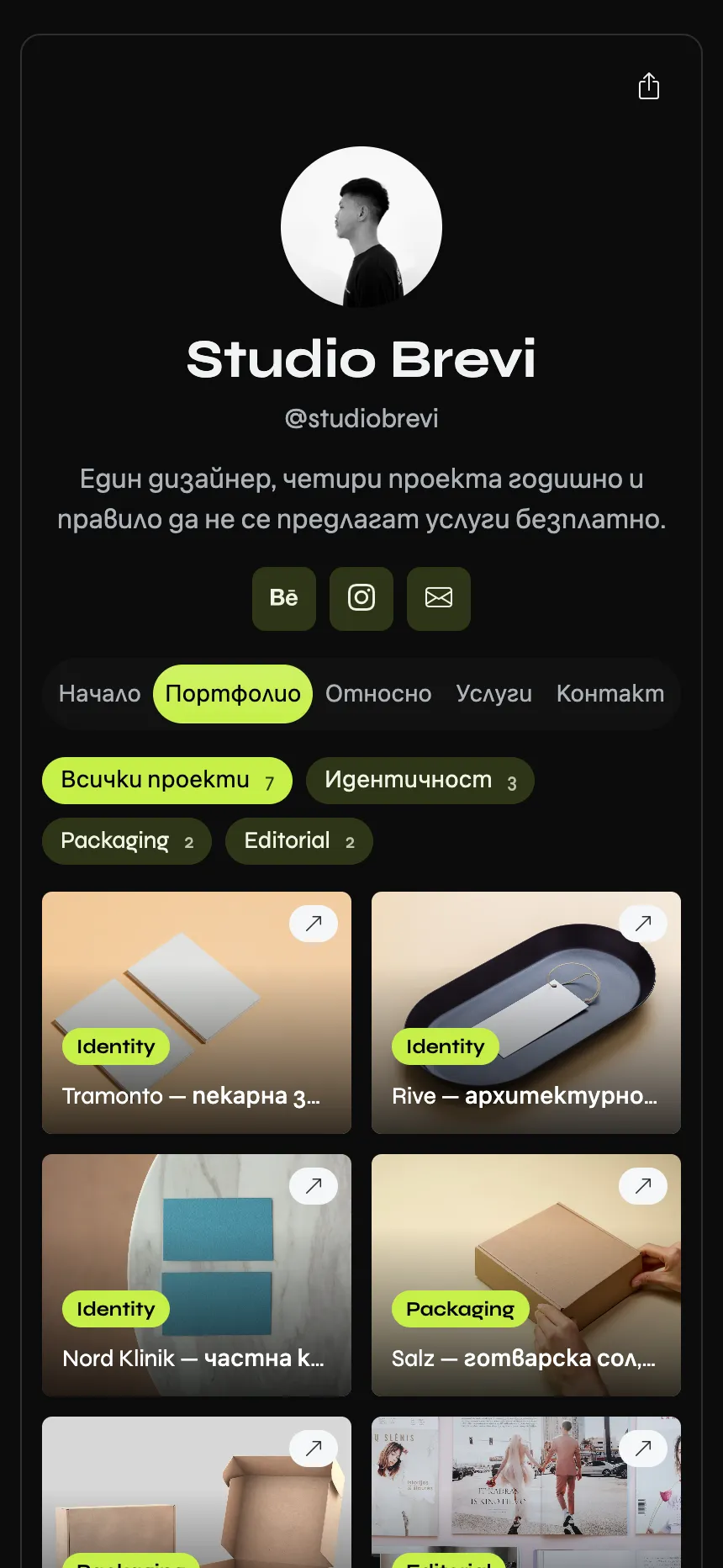 Бранд дизайнер — портфолио с филтри