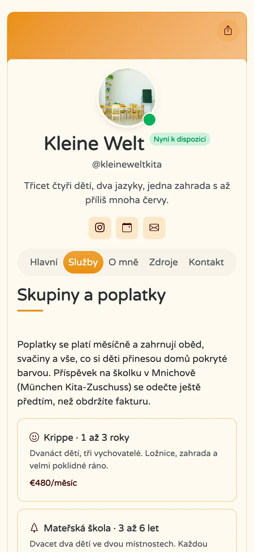 Školka — třídy, měsíční školné a odpovědi na otázky rodičů