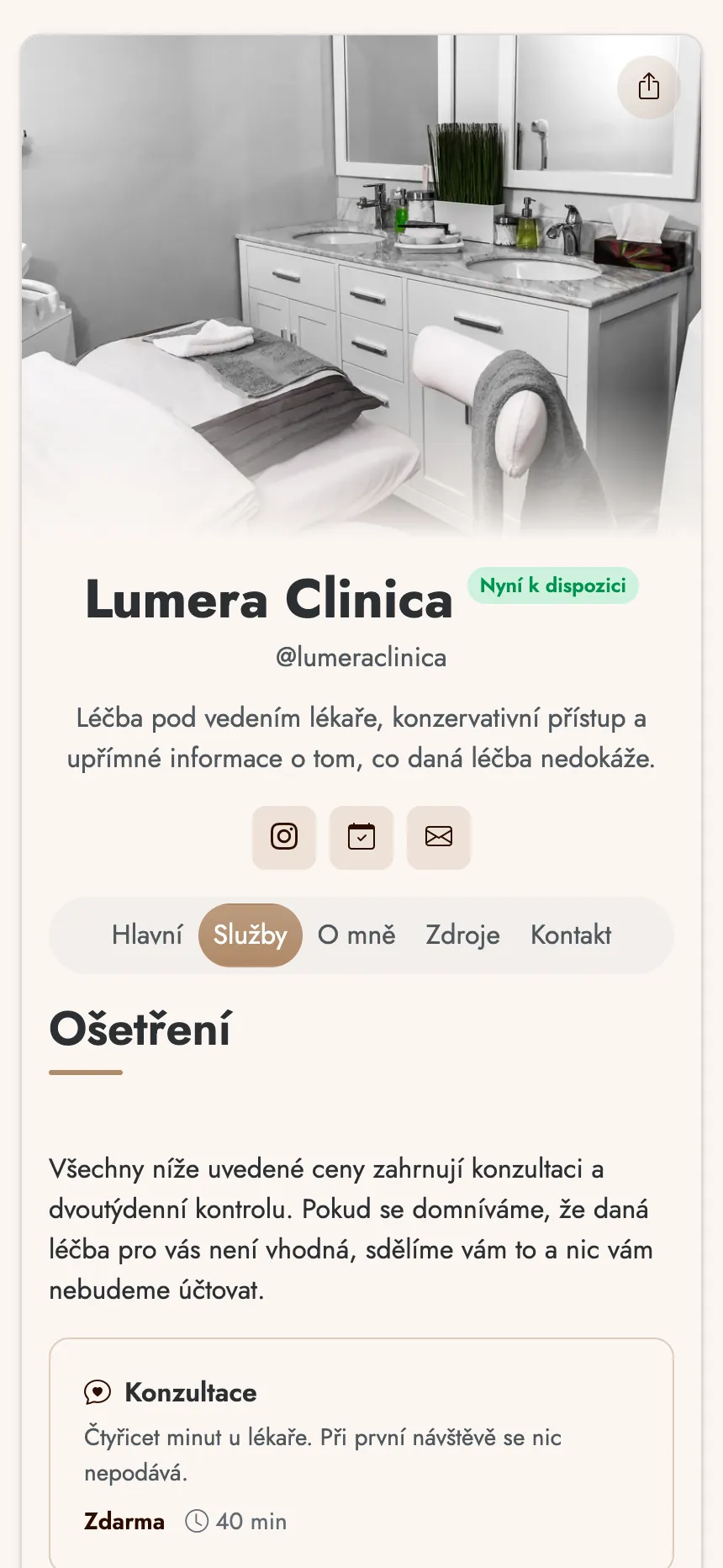 Klinika estetické medicíny — procedury s cenami a výzva k rezervaci