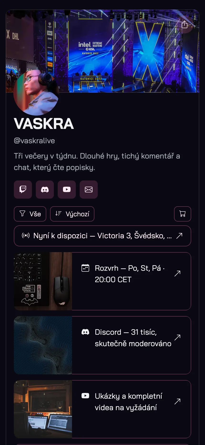Jedna stránka, pouze odkazy — grafika kanálu a žádná složitá navigace
