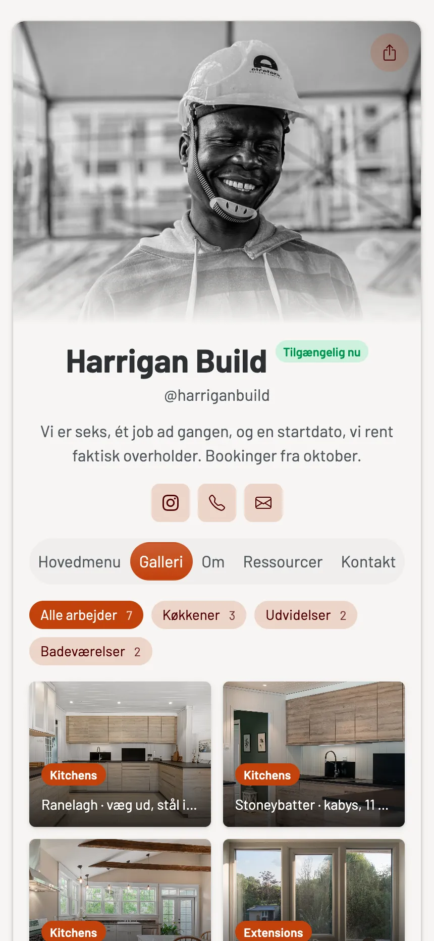 Håndværker — afsluttede projekter, der kan filtreres efter rum