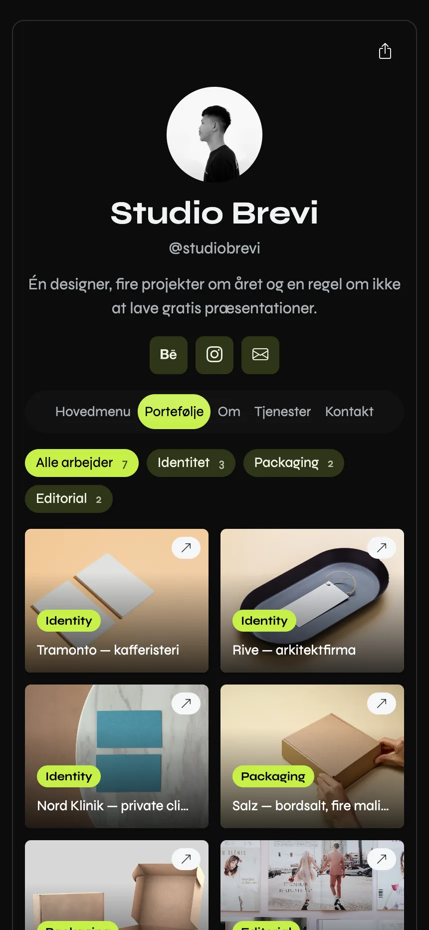 Branddesigner — en filtrerbar portefølje