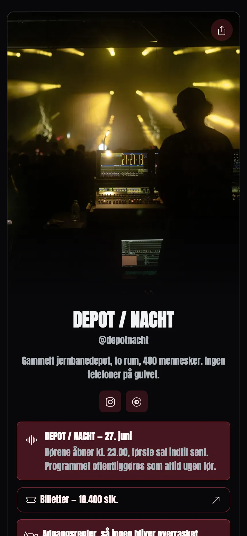 Én side, én fane — en enkelt aften og intet andet
