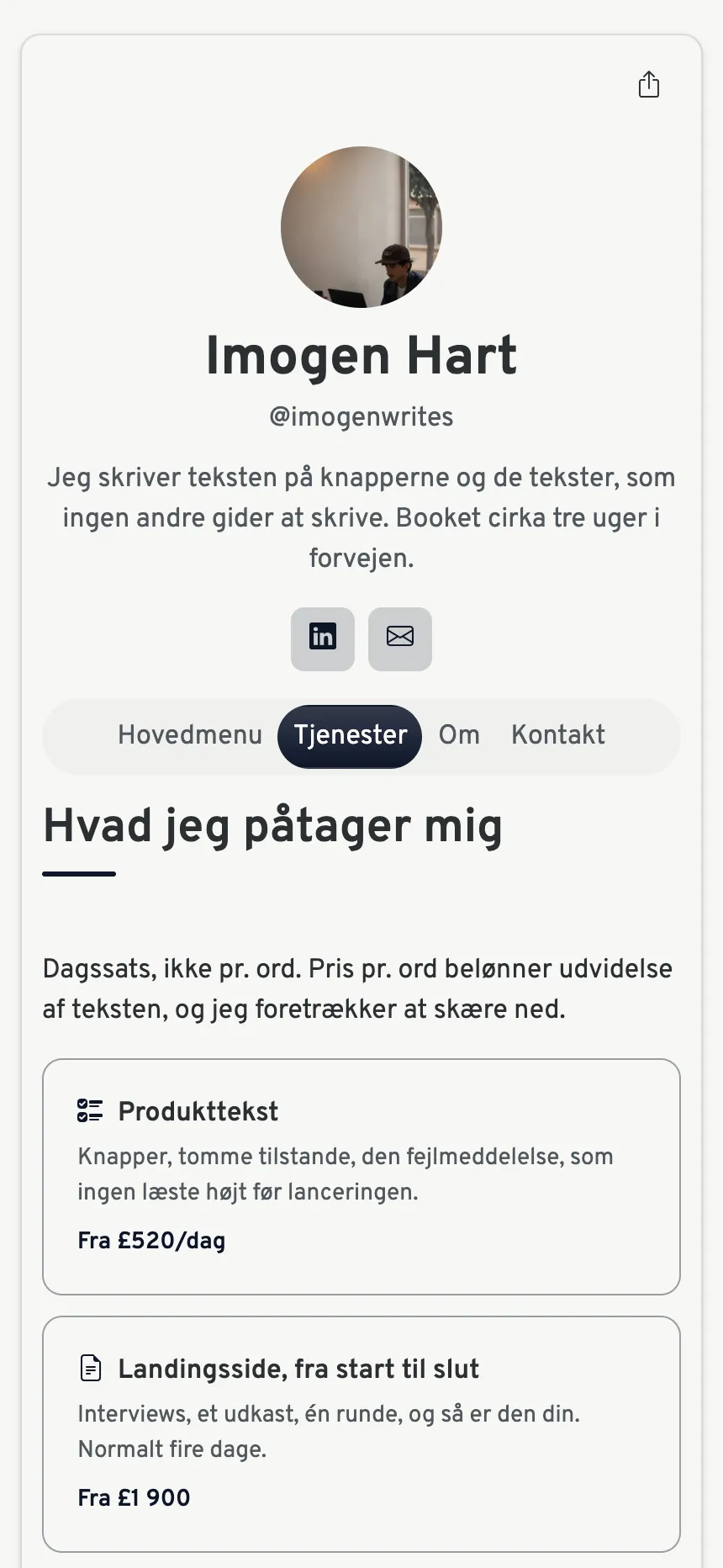 Tre faner — lige akkurat nok til at sælge en ydelse, hverken mere eller mindre