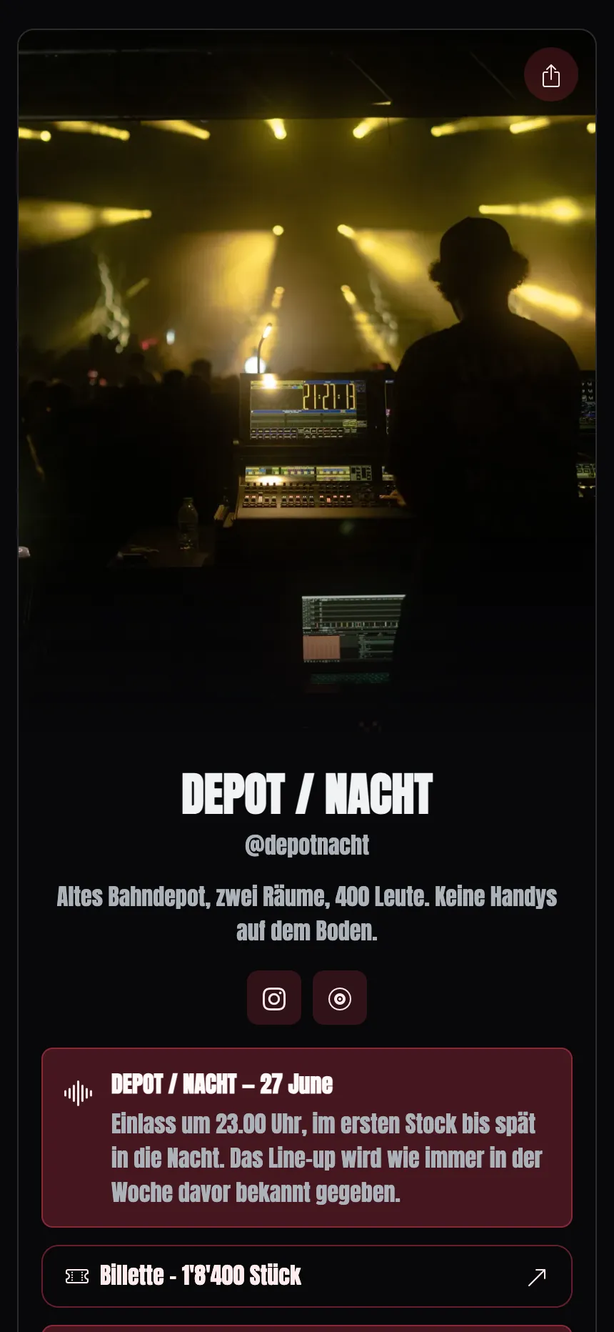 Eine Seite, ein Tab — ein einzelner Abend und sonst nichts
