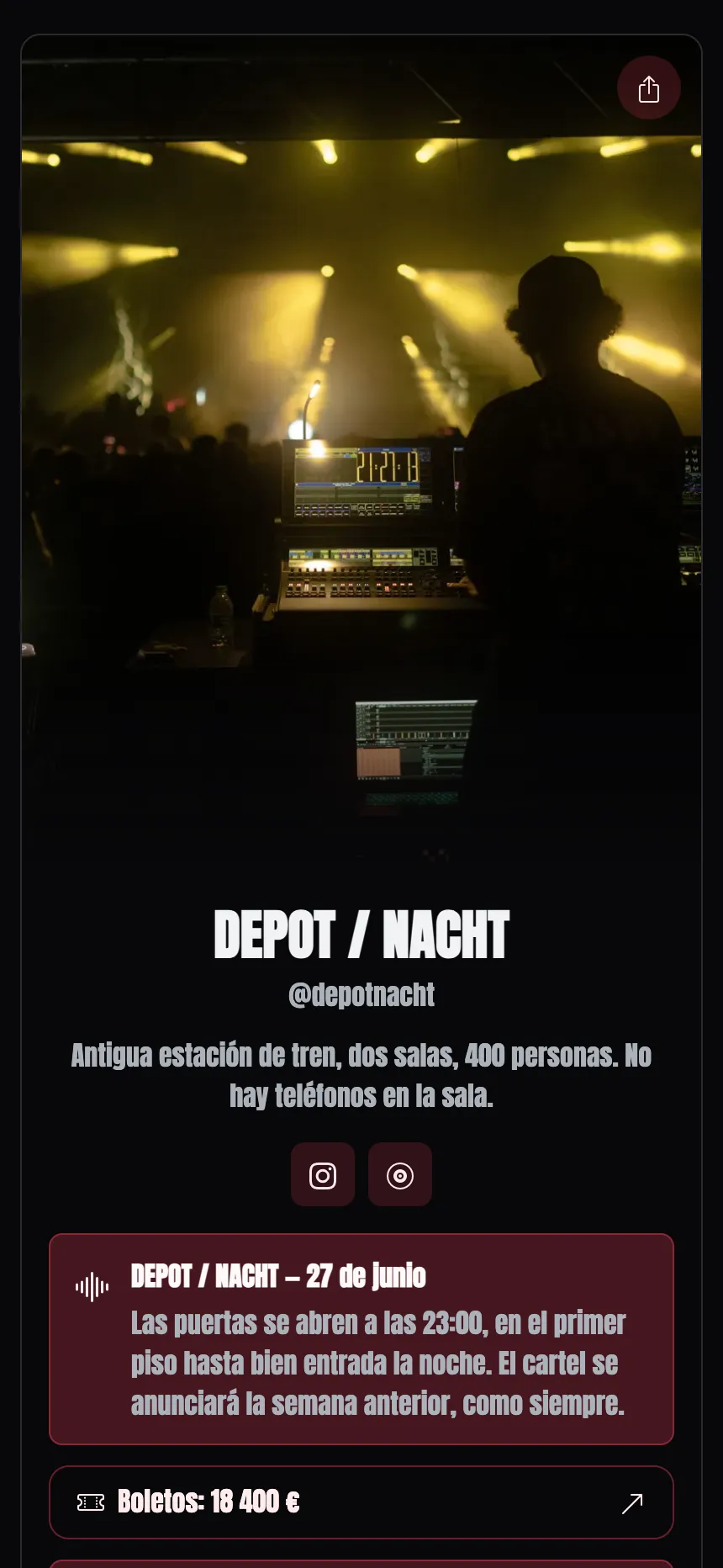 Una página, una pestaña — una sola noche y nada más