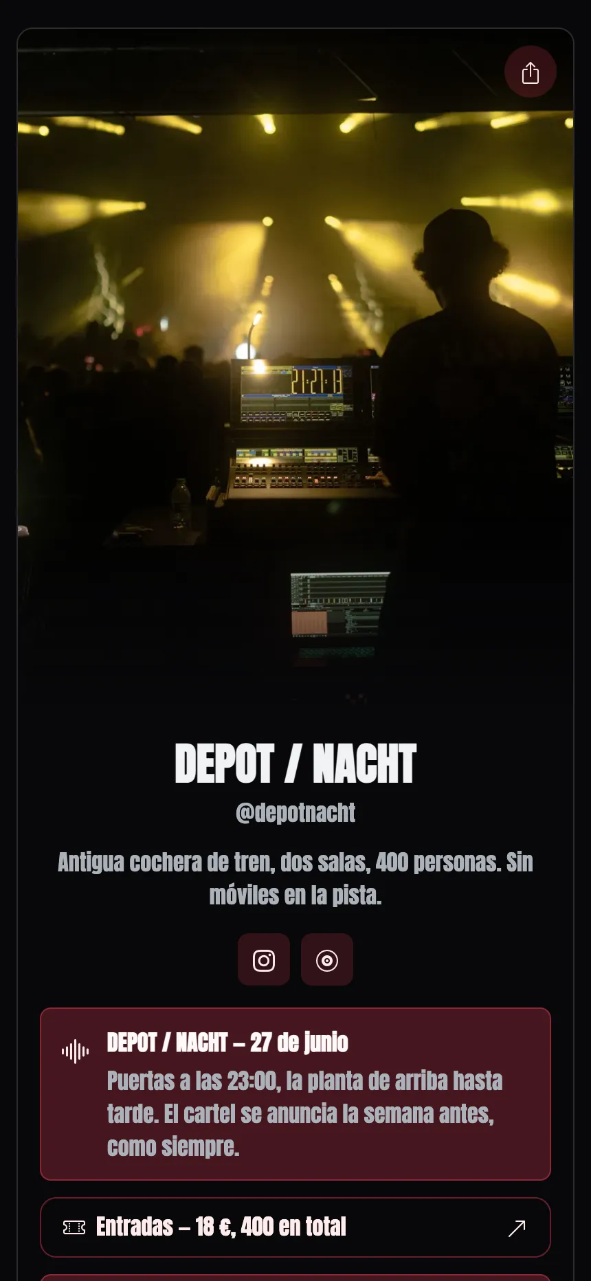 Una página, una pestaña — una sola noche y nada más