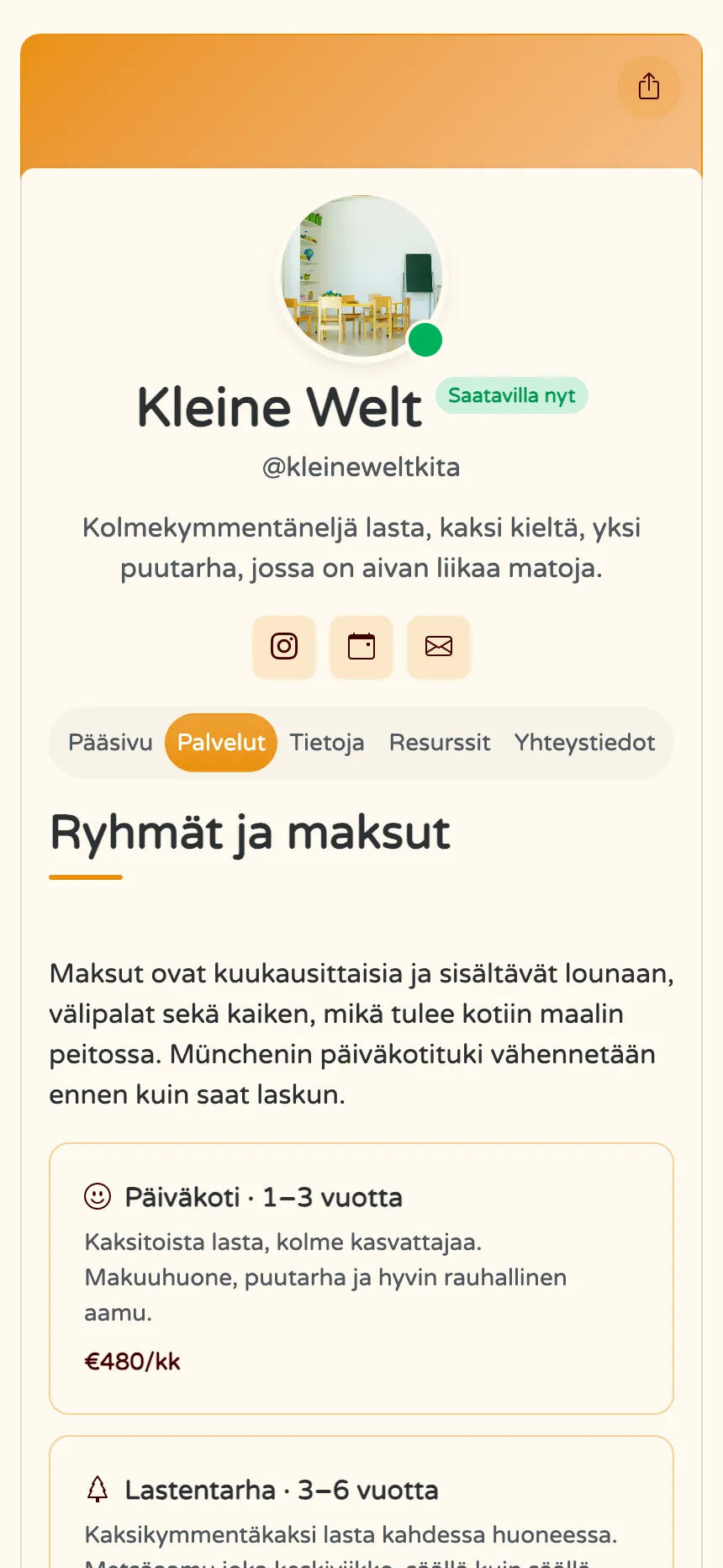 Päiväkoti — ryhmät, kuukausimaksut ja vanhempien kysymykset