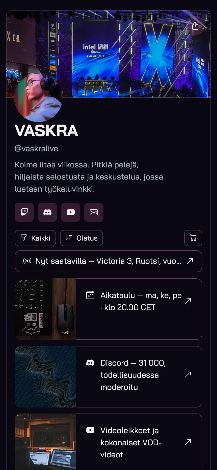 Yksi sivu, vain linkit — kanavailme eikä mitään selattavaa