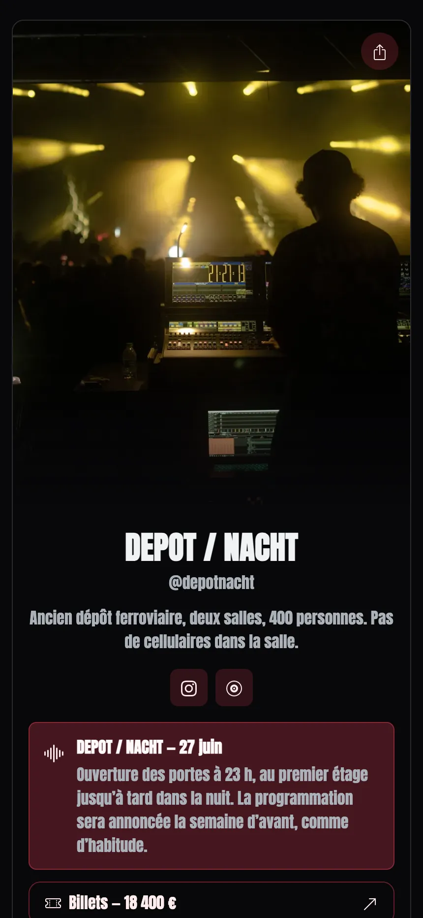 Une page, un onglet — une seule soirée, et rien d'autre