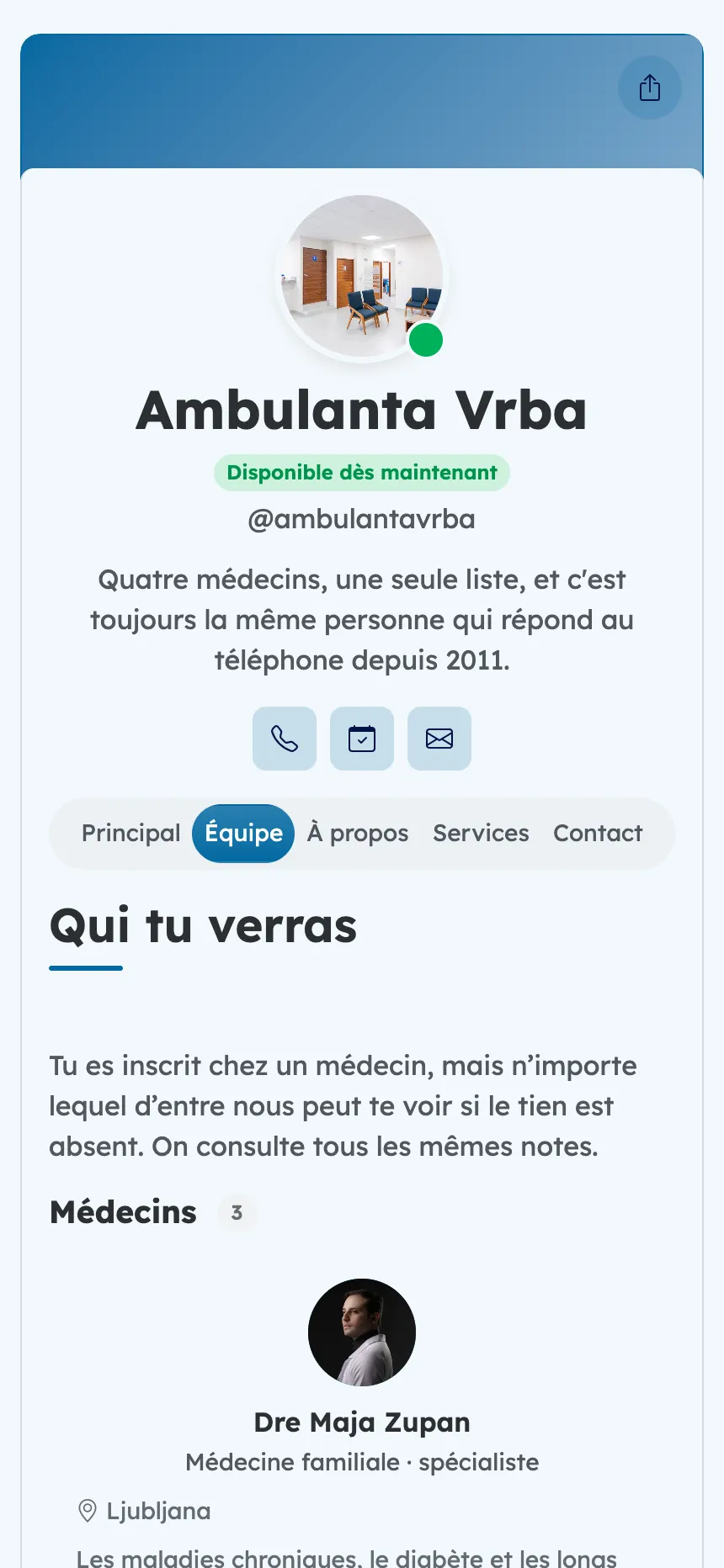 Clinique familiale — les médecins qui vont réellement te recevoir