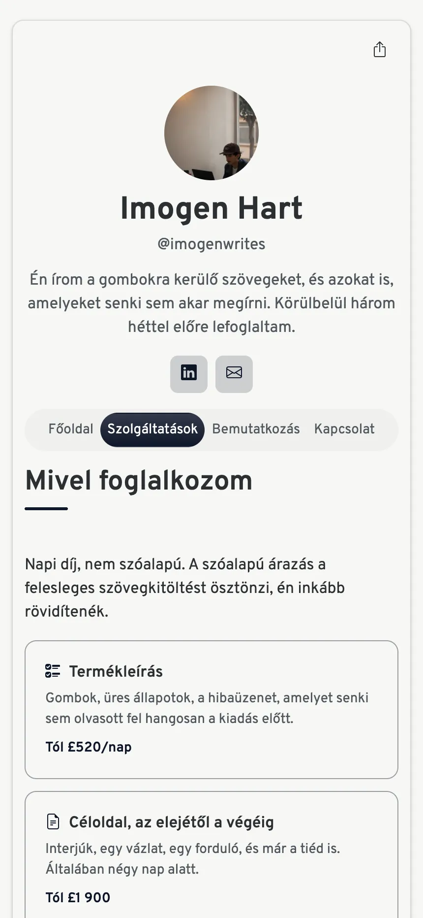 Három fül — pontosan elég egy szolgáltatás eladásához, se több, se kevesebb