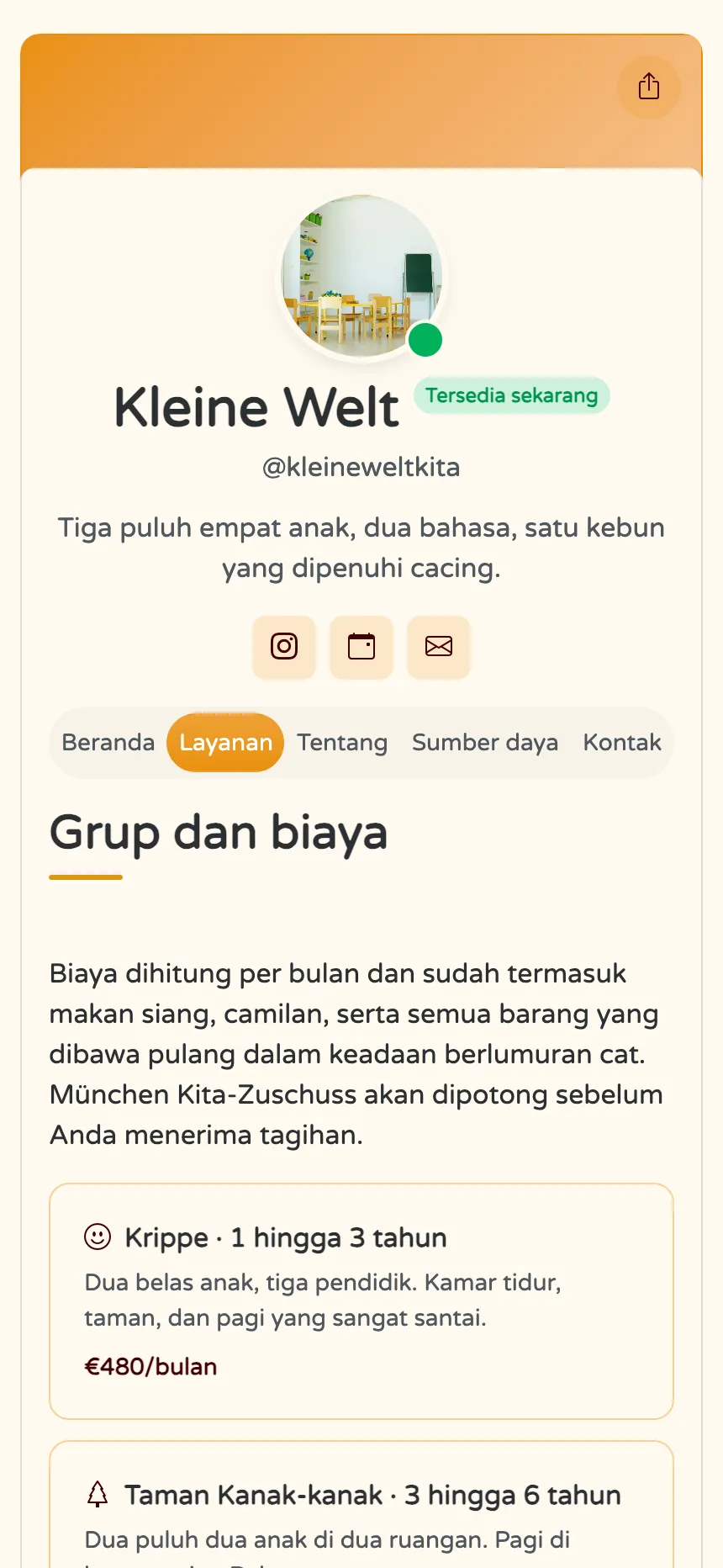 Penitipan anak — kelompok usia, biaya bulanan, dan jawaban pertanyaan orang tua