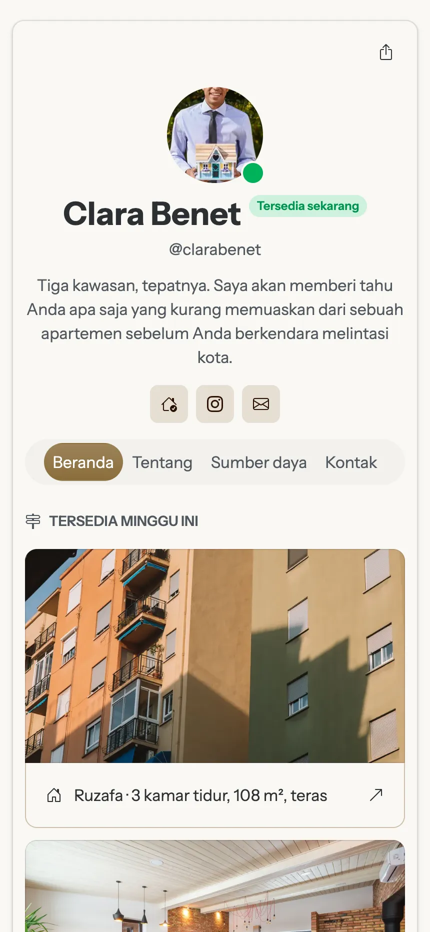 Agen properti — daftar properti yang dipasarkan