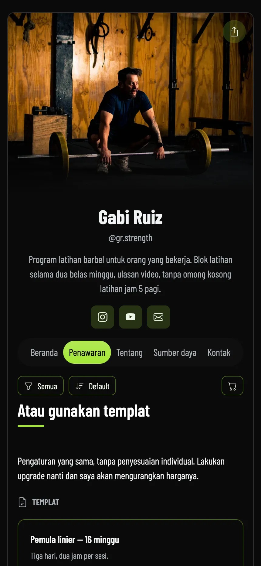 Pelatih online — program dan rincian biaya masing-masing