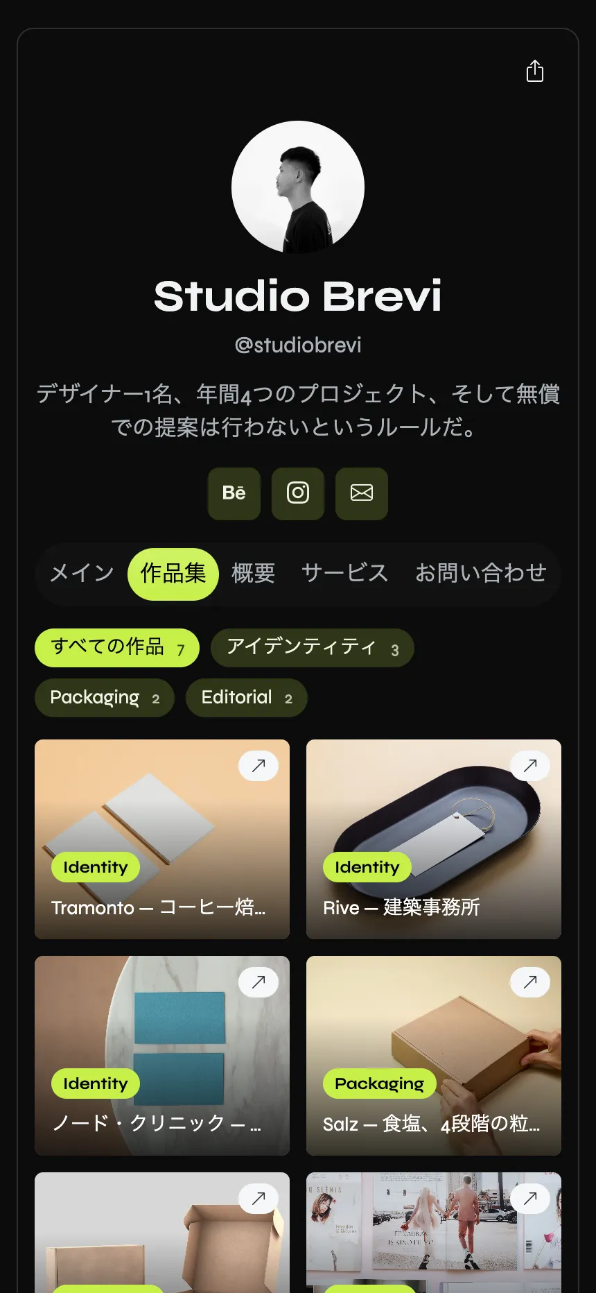 ブランドデザイナー — 絞り込み可能なポートフォリオ