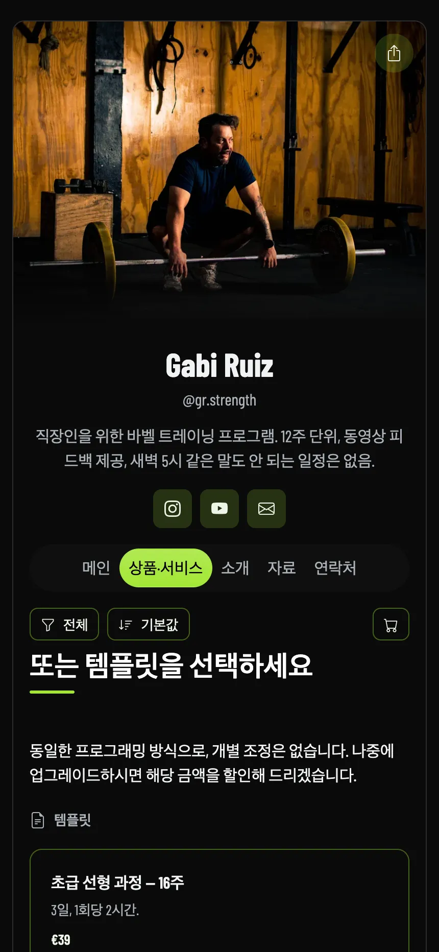 온라인 코치 — 제공 프로그램과 각 프로그램의 가격
