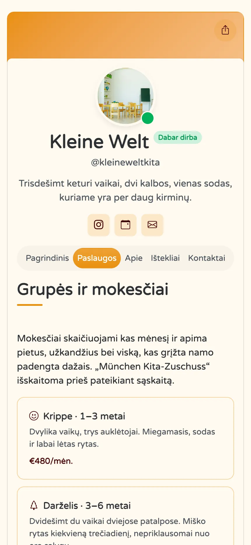 Vaikų darželis — grupės, mėnesiniai mokesčiai ir tėvų klausimai