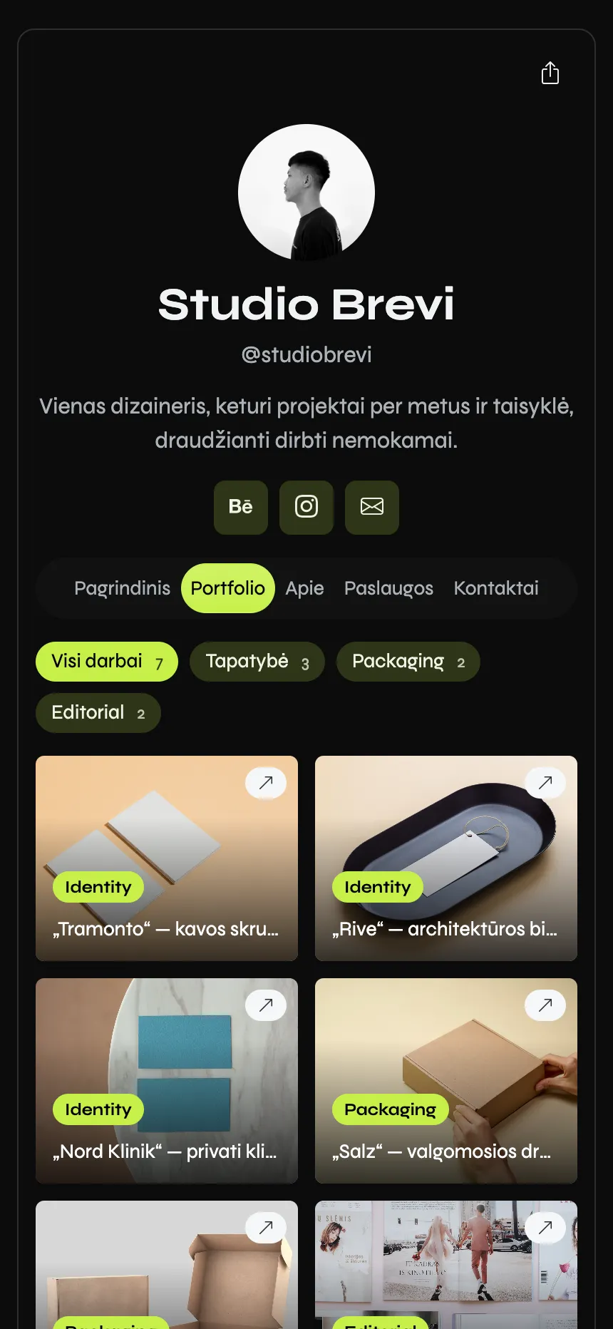 Prekių ženklų dizainerė — filtruojamas portfolio