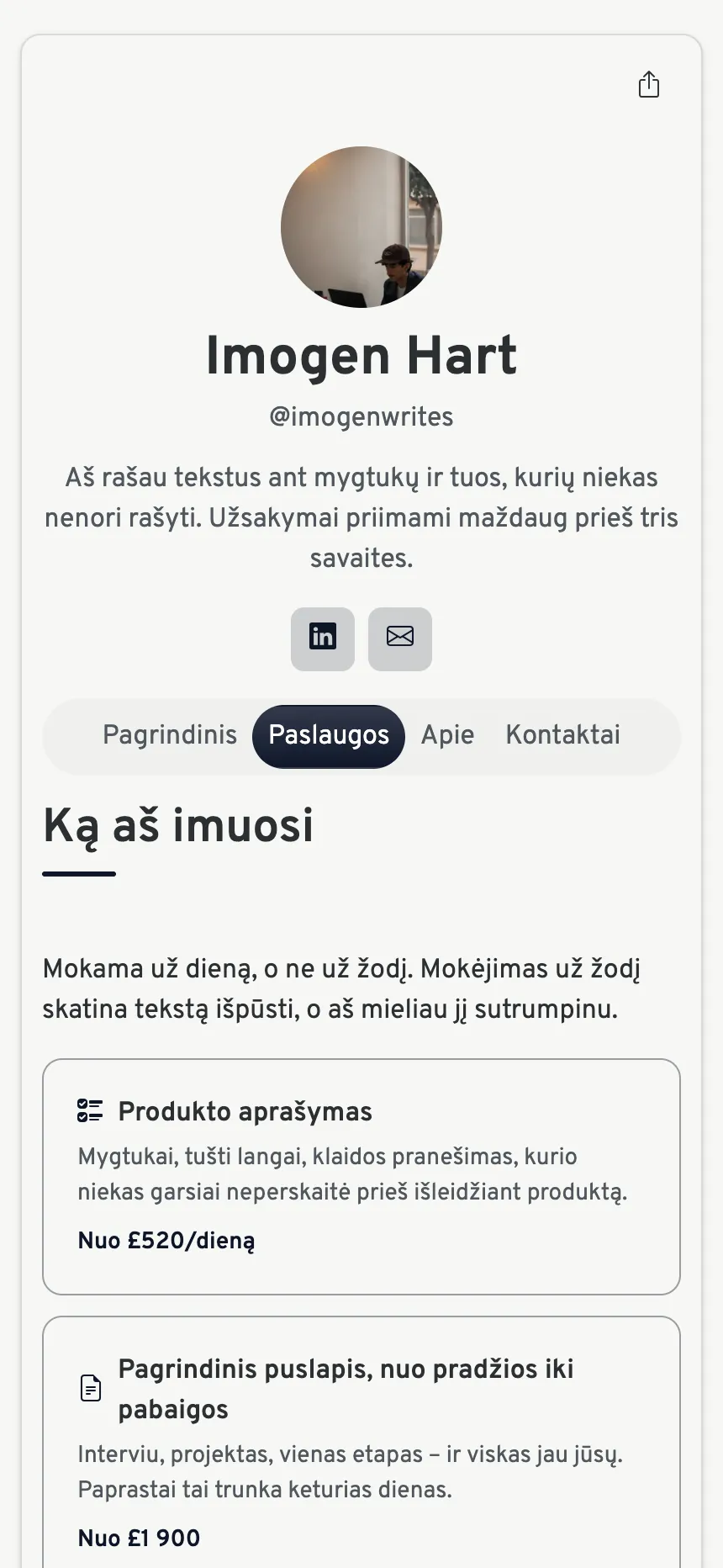Trys kortelės — tiek, kiek reikia parduoti paslaugą, ir ne daugiau