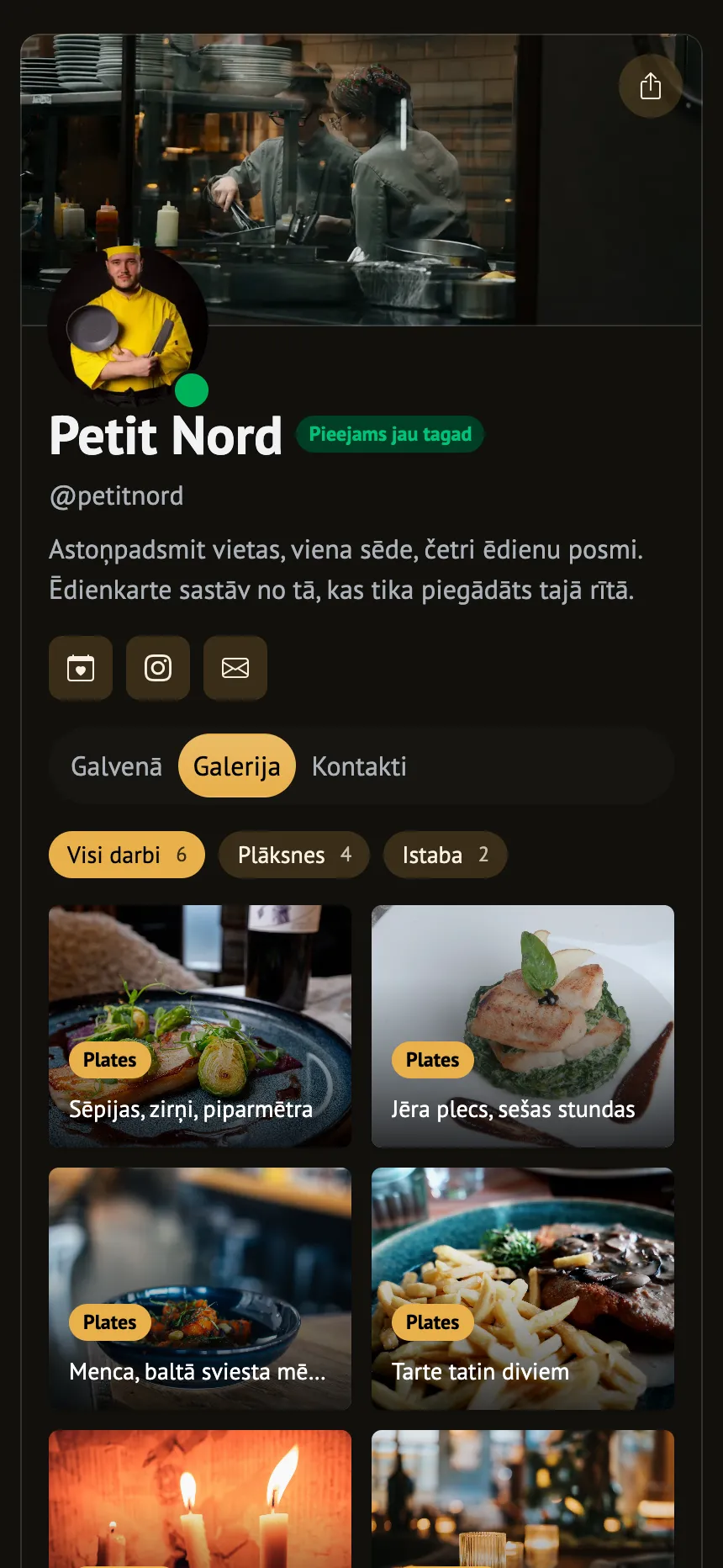 Bistro — pēdējā laika piedāvājums ar banera galveni