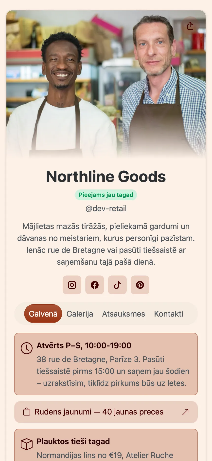 Publicētas KEA.Page vietnes galvenā lapa