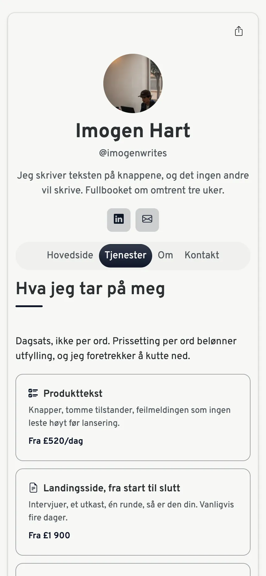 Tre faner — akkurat nok til å selge en tjeneste, ikke mer