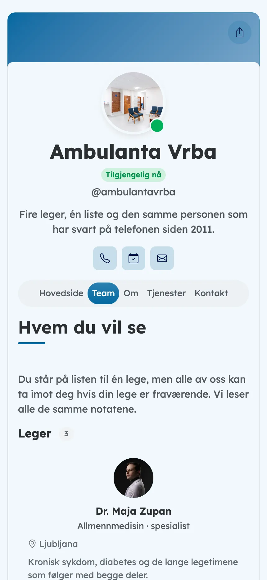 Fastlegekontor — legene du faktisk kommer til å møte
