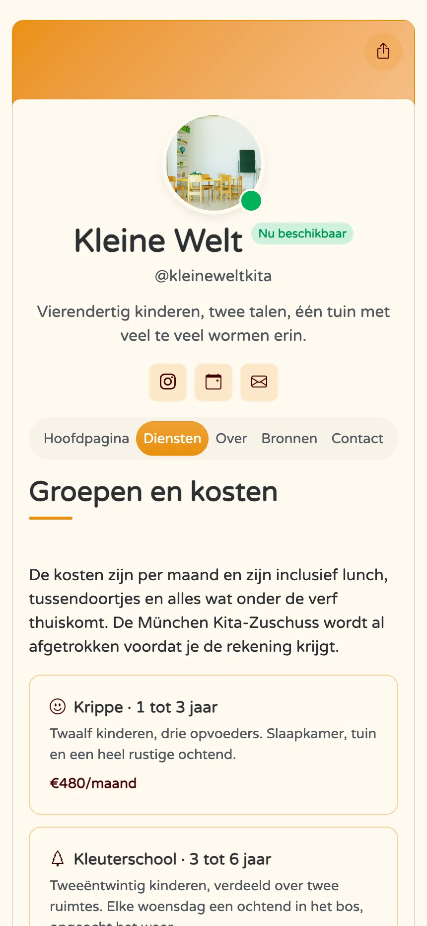 Kinderopvang — groepen, maandtarieven en vragen van ouders