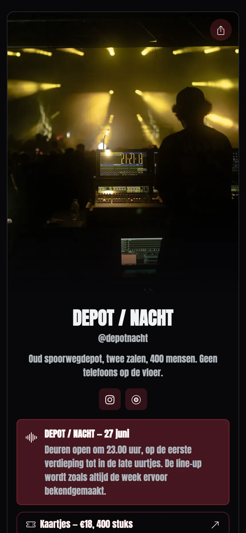 Eén pagina, één tabblad — één enkele avond en verder niets