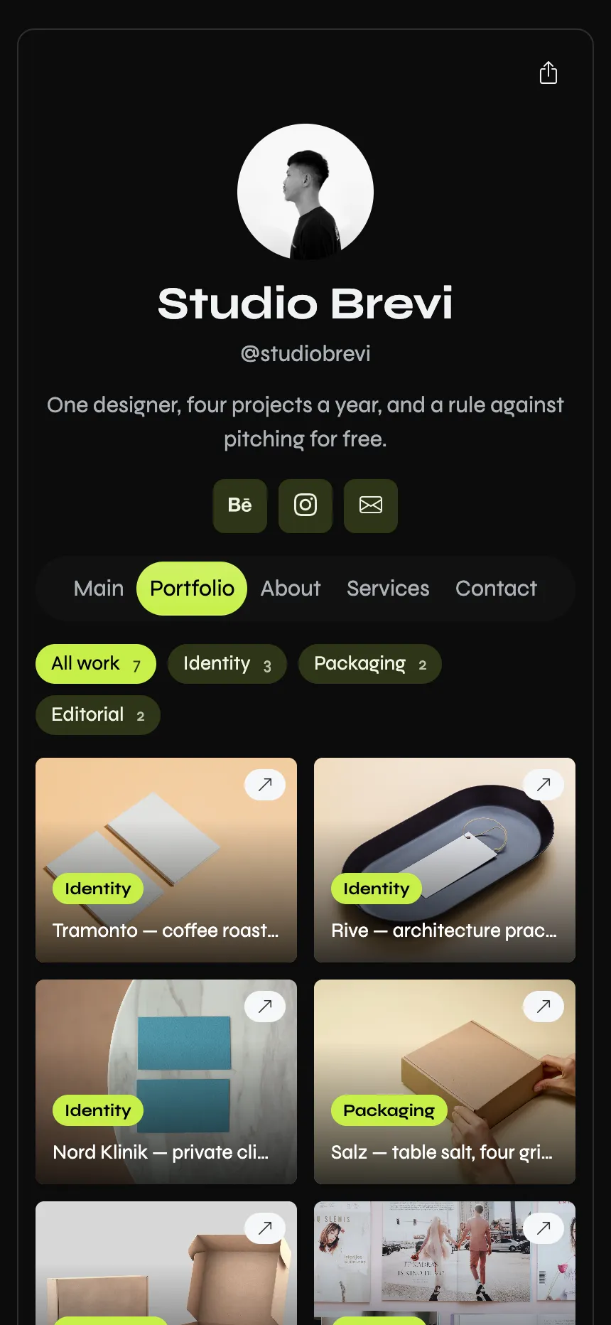 Brand designer — a filterable portfolio