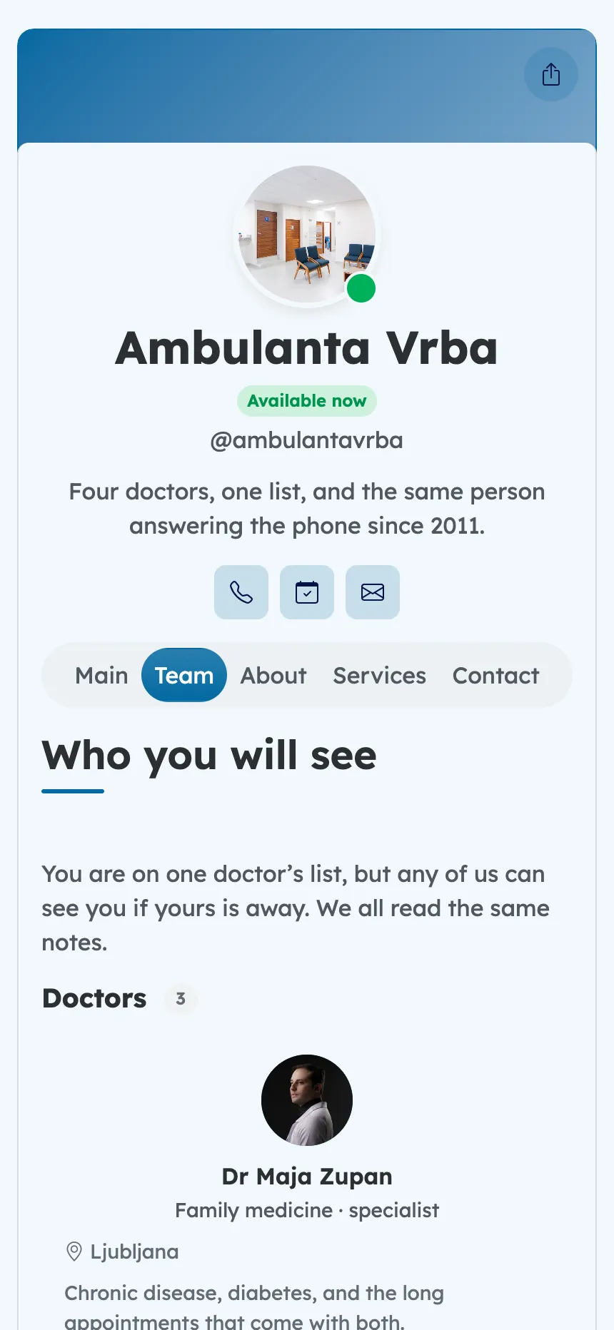 Family practice — the doctors you will actually see