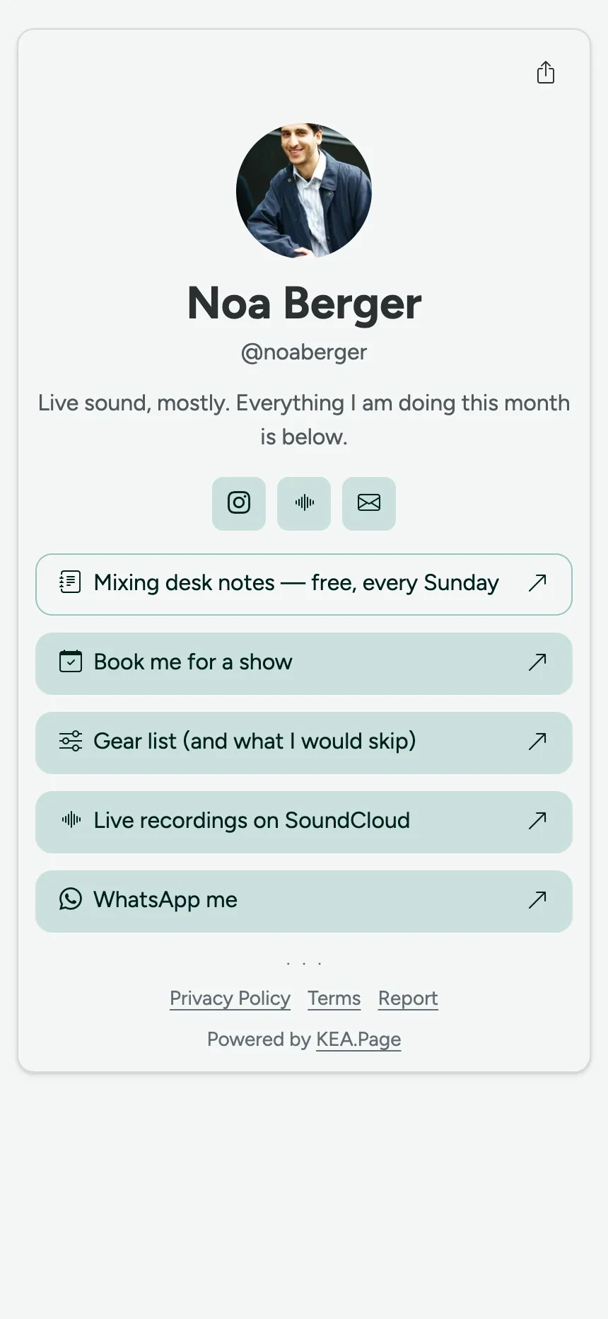 One page, one tab — someone who only wanted links