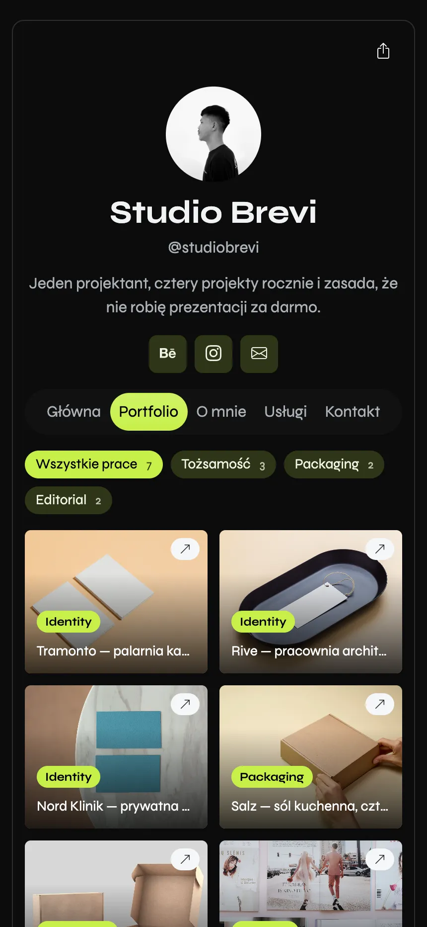Projektantka identyfikacji wizualnej — filtrowane portfolio