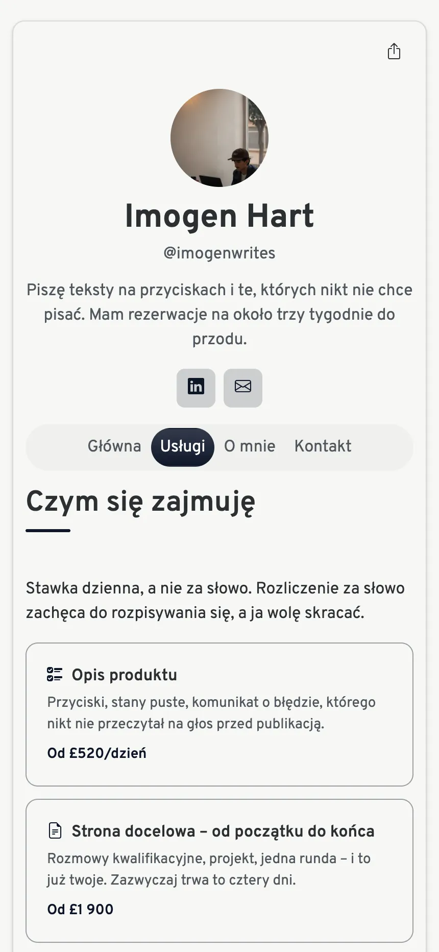Trzy zakładki — w sam raz, by sprzedać usługę, nic ponadto