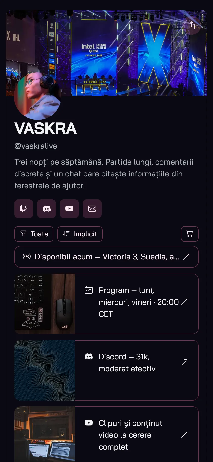 O pagină, doar linkuri — grafică de canal și nimic de navigat