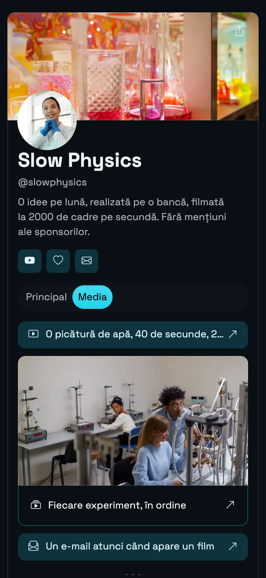 Canal de știință — două pagini, cu antet tip banner