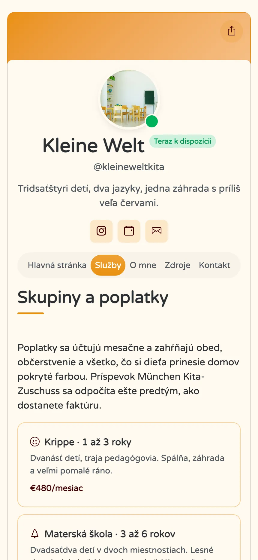 Škôlka — triedy, mesačné poplatky a otázky rodičov