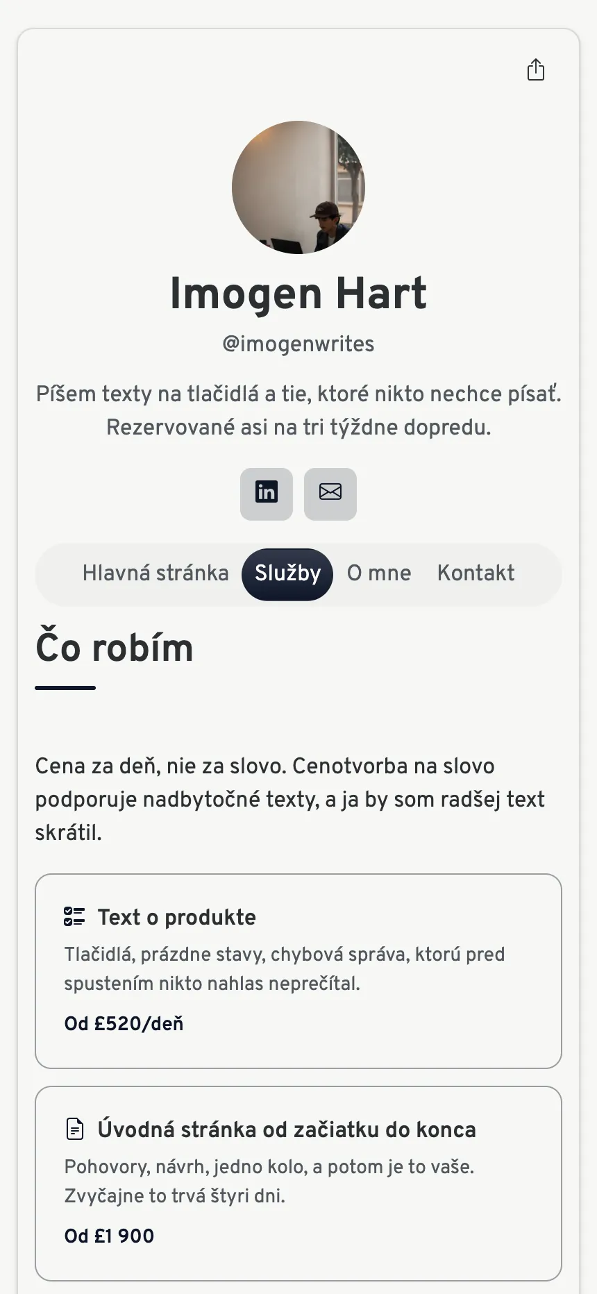Tri záložky — presne toľko, koľko treba na predaj služby, nič navyše