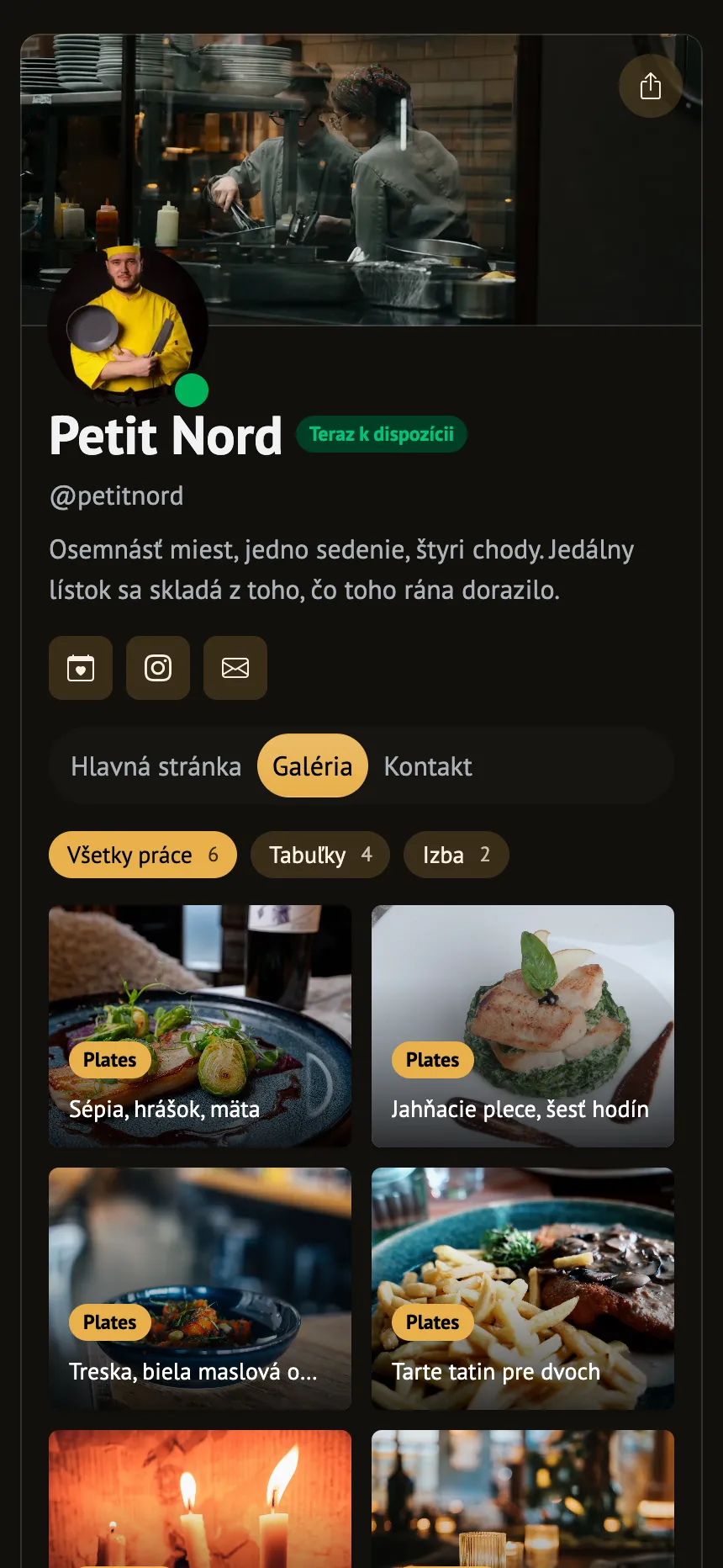 Bistro — aktuálna ponuka s bannerom v hlavičke