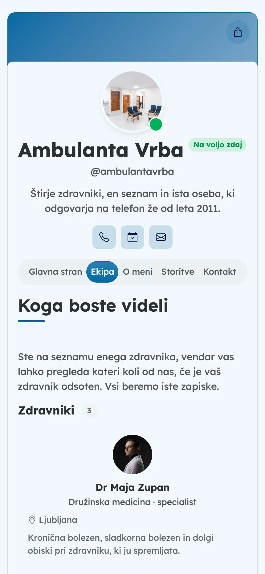 Družinska medicina — zdravniki, ki te bodo dejansko sprejeli