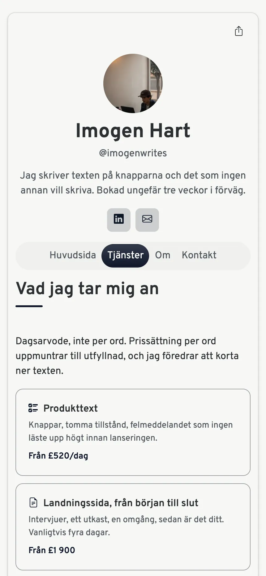 Tre flikar — precis tillräckligt för att sälja en tjänst, varken mer eller mindre