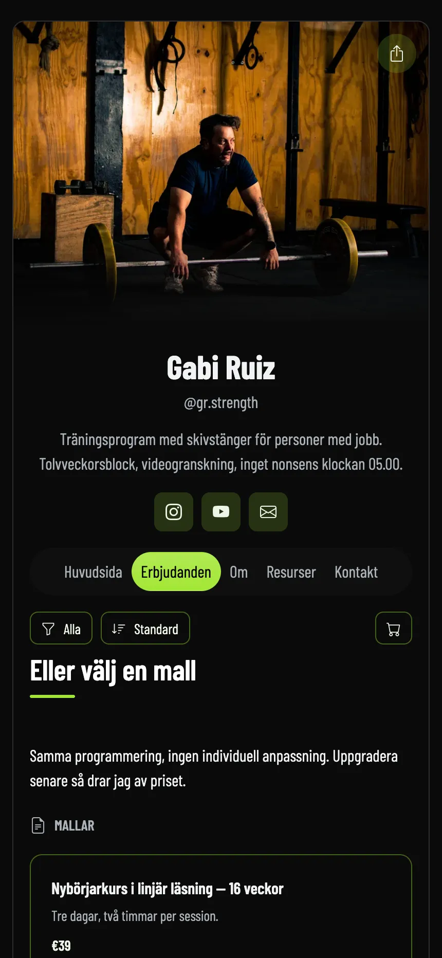Onlinecoach — program och vad vart och ett kostar