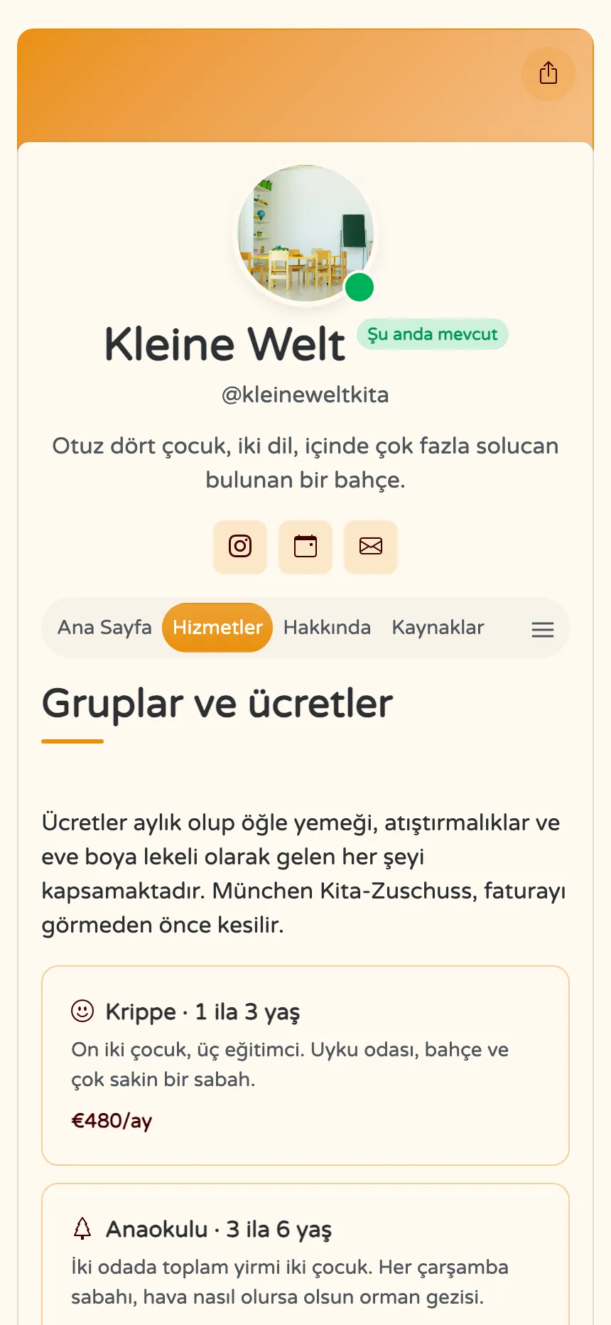 Anaokulu — yaş grupları, aylık ücretler ve velilerin soruları