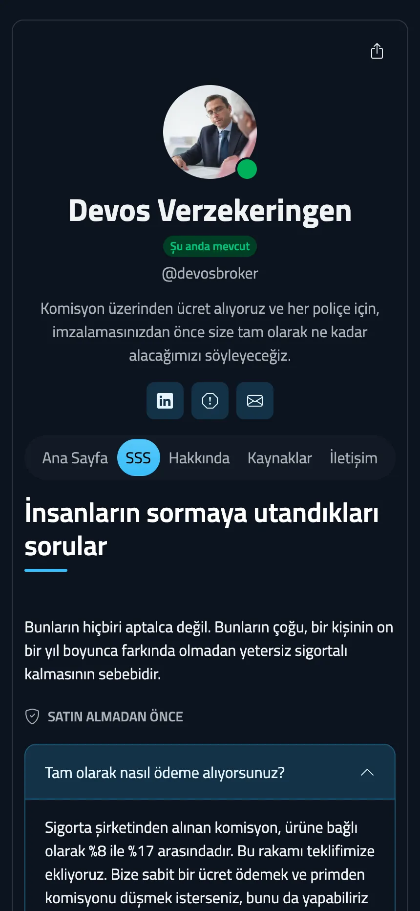 Sigorta acentesi — zor soruları yanıtlayan bir SSS bölümü