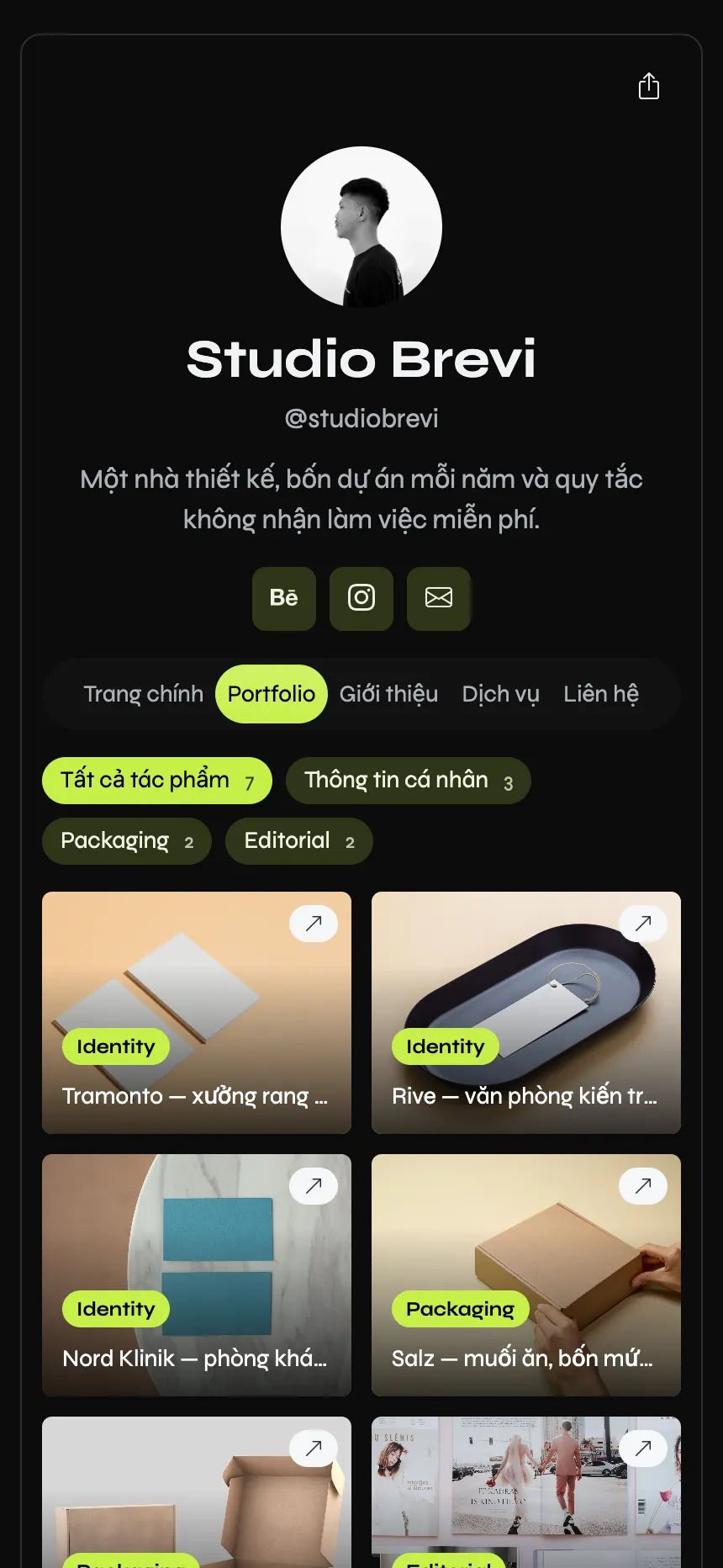 Nhà thiết kế thương hiệu — hồ sơ năng lực có bộ lọc